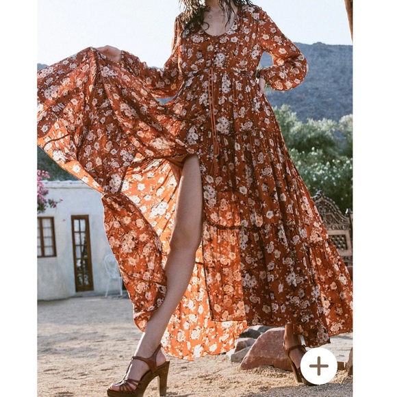 🎉HP🎉EUC🍁 Vintage Spell Gypsy Dancer Gown in Maple size medium - Picture 3 of 14